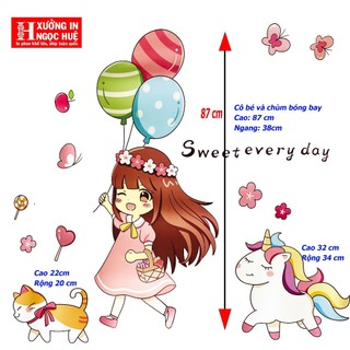 Decal dán tường Bé gái dễ thương (DT_7)