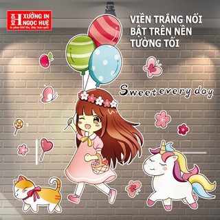 Decal dán tường Bé gái dễ thương (DT_7)