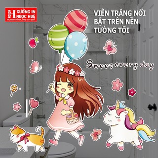Decal dán tường Bé gái dễ thương (DT_7)