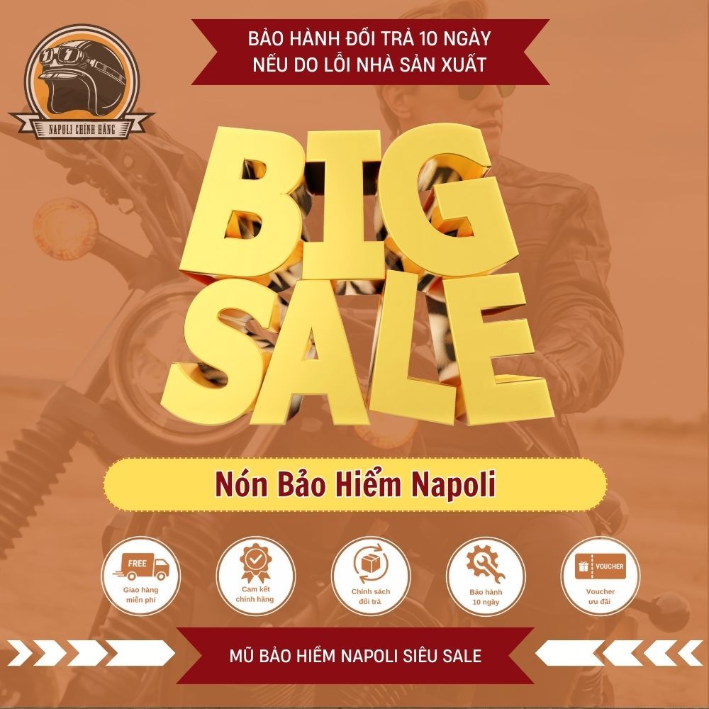 [ SALE ] Mũ Bảo Hiểm Napoli Nửa Đầu [FREESHIP][CHÍNH HÃNG] Nón Bảo Hiểm 1/2 Napoli Siêu Sale