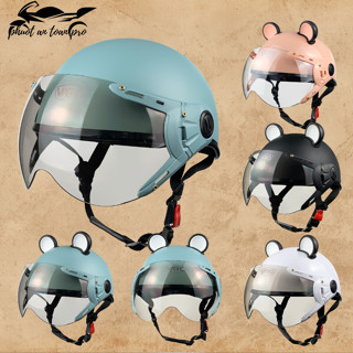 TẶNG KÈM TAI MÈO, TAI CHUỘT MICKEY Mũ bảo hiểm nửa đầu VARO A33K có kính chắn gió, chống tia UV, chống chói cao cấp