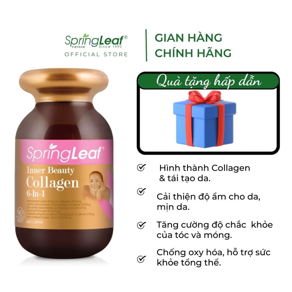 Collagen trẻ hóa làn da Collagen 6in1 Inner Beauty SpringLeaf hỗ trợ đẹp da