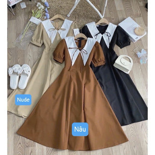 (SHOP BIGSIZE nữ 50kg đến 90kg ) ĐẦM MIDI TIỂU THƯ CỔ SƠ MI THANH LỊCH