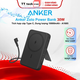 Sạc dự phòng từ tinh Anker Zolo A1685 Power Bank - 10000mAh  30W, Tích hợp cáp sạc Type C tiện lợi