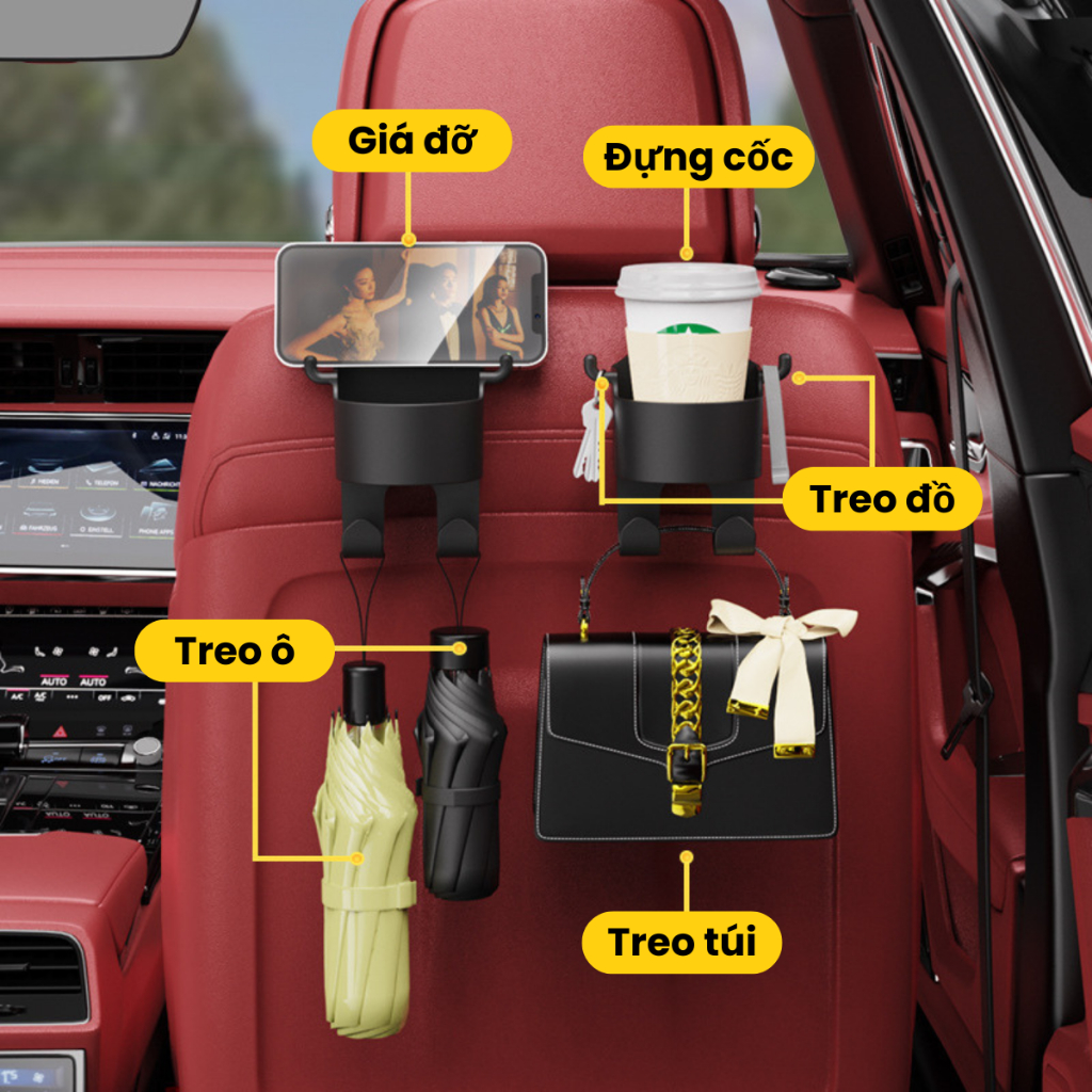 Giá Đỡ Ly Cốc Treo Xe Ô Tô, Giá Đựng Cốc Đa Năng Kiêm Móc Treo & Đỡ Điện Thoại Tiện Lợi | BigBuy360 - bigbuy360.vn