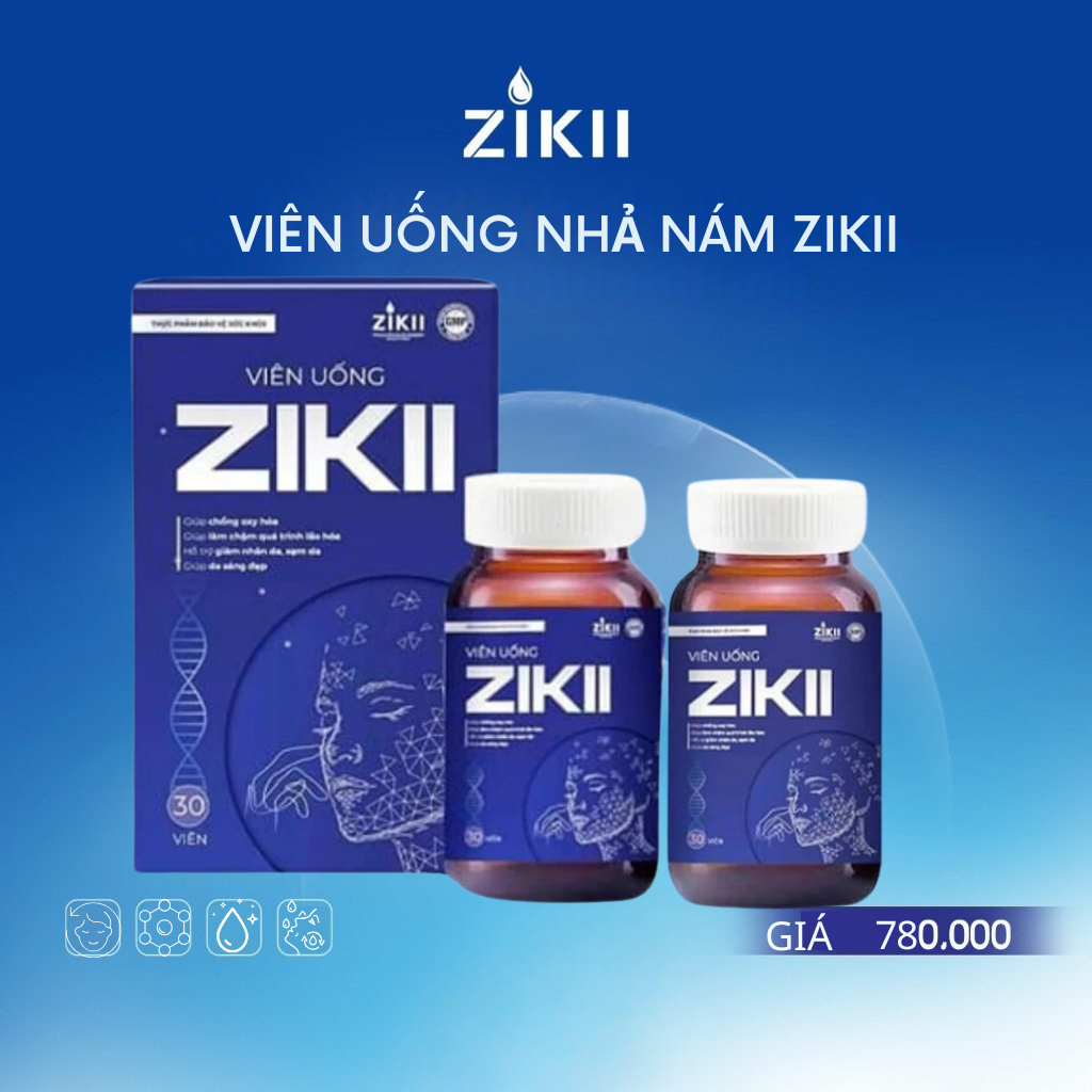 Combo viên uống nhả nám Zikii ( Mẫu Mới ) - Giúp trắng da, làm mờ các vết nám, tàn nhang