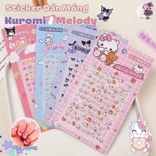 Sticker Dán Móng Kuromi / Melody / Cinnamonroll - Sticker 3D Dễ Thương Dán Móng Tay Trang Trí Phụ Kiện Cho Bé Siêu Xinh