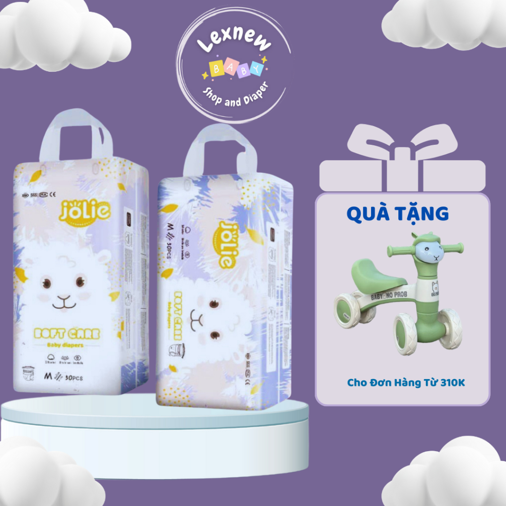 [Tặng xe chòi chân cừu cho bé] Combo 2 bịch 100 miếng Tã Jolie siêu thấm hút giá tại kho