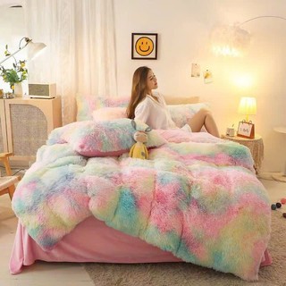 Bộ Chăn Ga Nỉ Lông Tim Mềm Mịn Ấm Áp Không Rụng Lông , Set Vỏ Chăn Tặng Kèm 1 Trái Tim