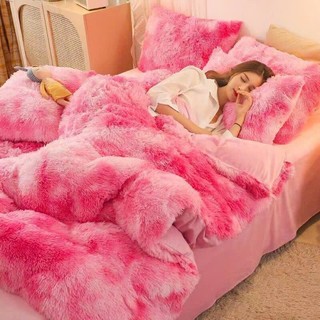 Bộ Chăn Ga Nỉ Lông Tim Mềm Mịn Ấm Áp Không Rụng Lông , Set Vỏ Chăn Tặng Kèm 1 Trái Tim