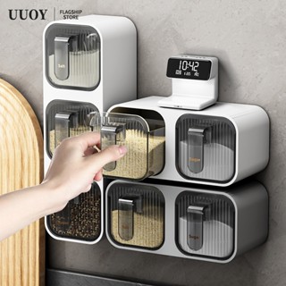 UUOY Kệ Để Đồ Gia Vị Nhà Bếp Dính Tường 3 Ngăn Kèm Thìa, Hộp Đựng Gia Vị Chống Ẩm Mốc Cao Cấp