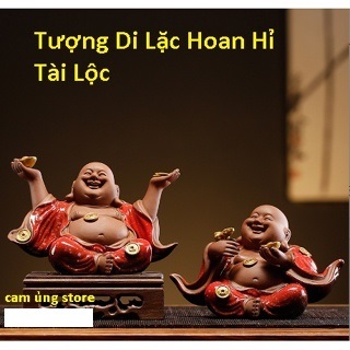 Tượng Di Lặc hoan hỉ tài lộc cỡ nhỏ cao cấp sắc nét men hỏa biến- Tượng Di Lặc gốm tử sa trang trí b