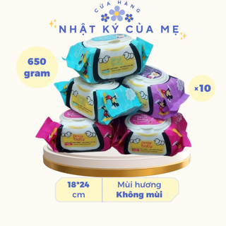   TẶNG 10 KHĂN LẠNH  Combo 10 Gói Khăn giấy ướt AMY AMYO BABY 650G Vải bi dày khổ 18*24cm Mềm mịn Không mùi Giá Gốc 