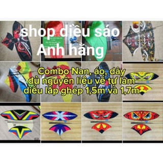 combo khung, áo, nan các bon làm diều lắp ghép 1,2m/1,5m/1,7m , đầy đủ phụ kiện về tự làm.