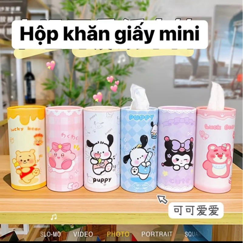 Khăn giấy mini lon hình gấu dâu siêu dễ thương 30 tờ 1 lon