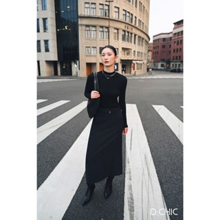 D.CHIC Váy dài tay cổ cao đao eo bản lớn MS: 2813632