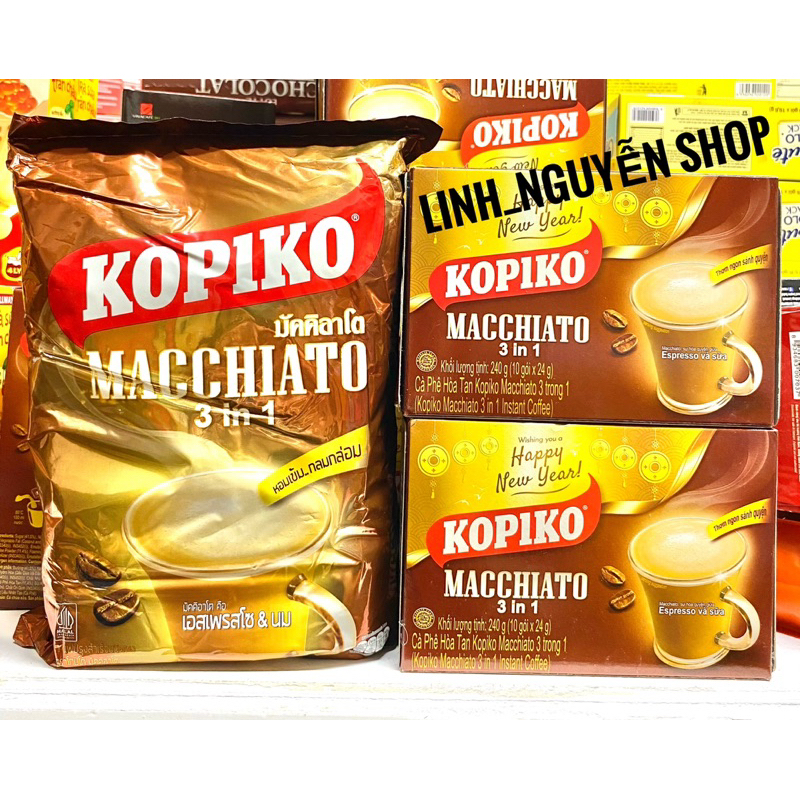 Cà phê hòa tan Kopiko Macchiato hộp 240g/bịch 400g