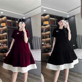 Siêu phẩm váy nhung thiết kế đuôi cá nơ ngực xinh mê .
