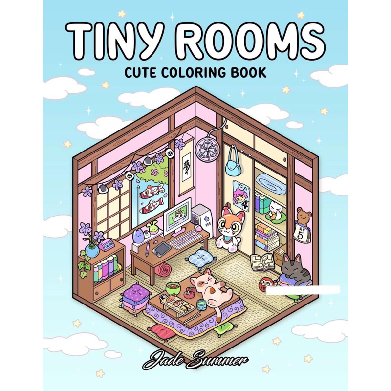 (Giấy 180gsm) Bộ tranh tô màu căn phòng “Tiny rooms” gồm 41 tranh