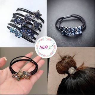 Cột tóc nữ đính đá màu xanh đen cao cấp hình sao, tim, hoa nhiều mẫu sang trọng PK119