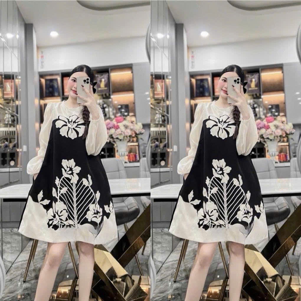 Siêu phẩm váy bầu thiết kế tay tơ hoa laze sang chảnh .