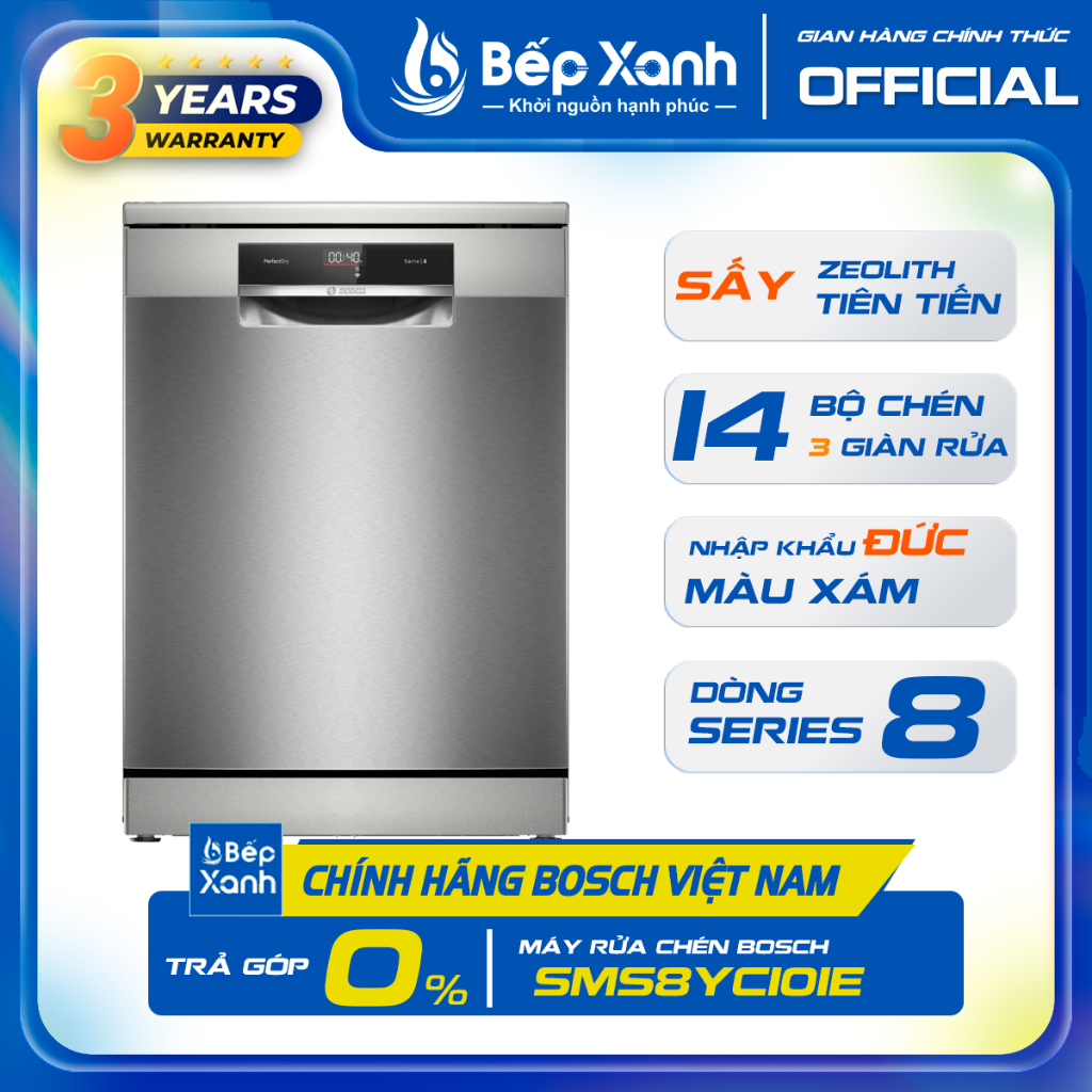 [DUY NHẤT 25.03 - VOUCHER 300.000Đ ] Máy Rửa Chén Độc Lập Bosch SMS8YCI01E Series 8 - Chính Hãng Bosch Việt Nam