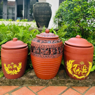  Hũ gạo Chĩnh đựng gạo Tài Lộc Chum gốm đựng gạo chum gạo Phong Thuỷ Thùng đựng gạo men mộc Bát Tràng 
