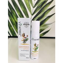 Xịt họng keo ong Vitatree Super Propolis Spray Complex with honey giảm đau ngứa rát họng 30ml