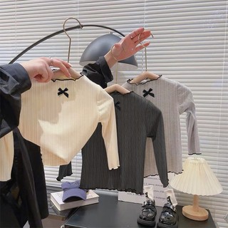  Áo giữ nhiệt cho bé gái đính nơ điệu đà áo thun dài tay cho bé gái chất đẹp co giãn 