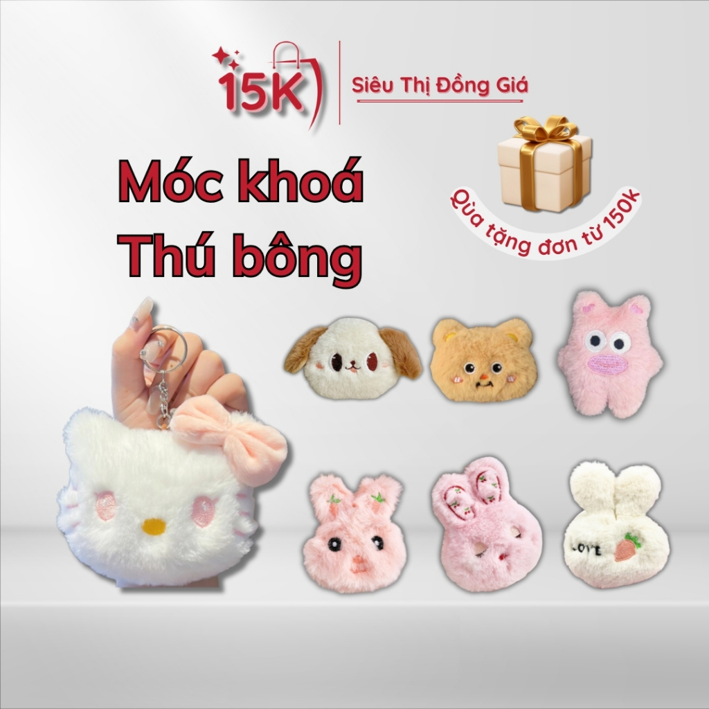 Móc khoá thú bông , Móc khoá gấu , Móc Khoá Thỏ , Móc khoá dễ Thương , Móc khoá bông xù