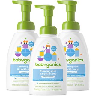  Mẫu mới - Nước rửa bình sữa Babyganics 473ml - Mỹ  dạng tạo bọt  - Nhập khẩu chính hãng 
