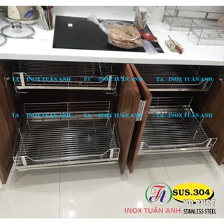 Kệ âm tủ bếp dưới - Giá úp chén bát xoong nồi âm tủ Inox 304 (có hỏa tốc Tp.HCM)