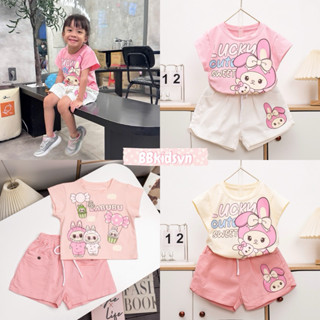 [Size 10kg-40kg] Set áo thun melody, labubu phối quần đùi kaki bé gái