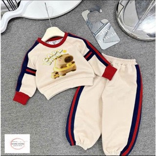 HL3 BỘ NỈ LABUBU PHỐI SỌC, CHẤT NỈ DÀY DẶN ẤM ÁP CHO BÉ TRAI-BÉ GÁI 9-45KG ( MẪU HL3).