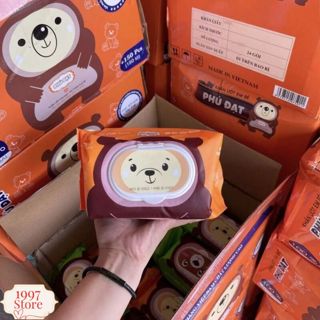  Khăn Giấy Ướt Gấu Nâu Phú Đạt Siêu To  Siêu Tiện Lợi Không Mùi  Không Chứa Cồn An Toàn Với Da Trẻ Em Thùng 24Gói. 