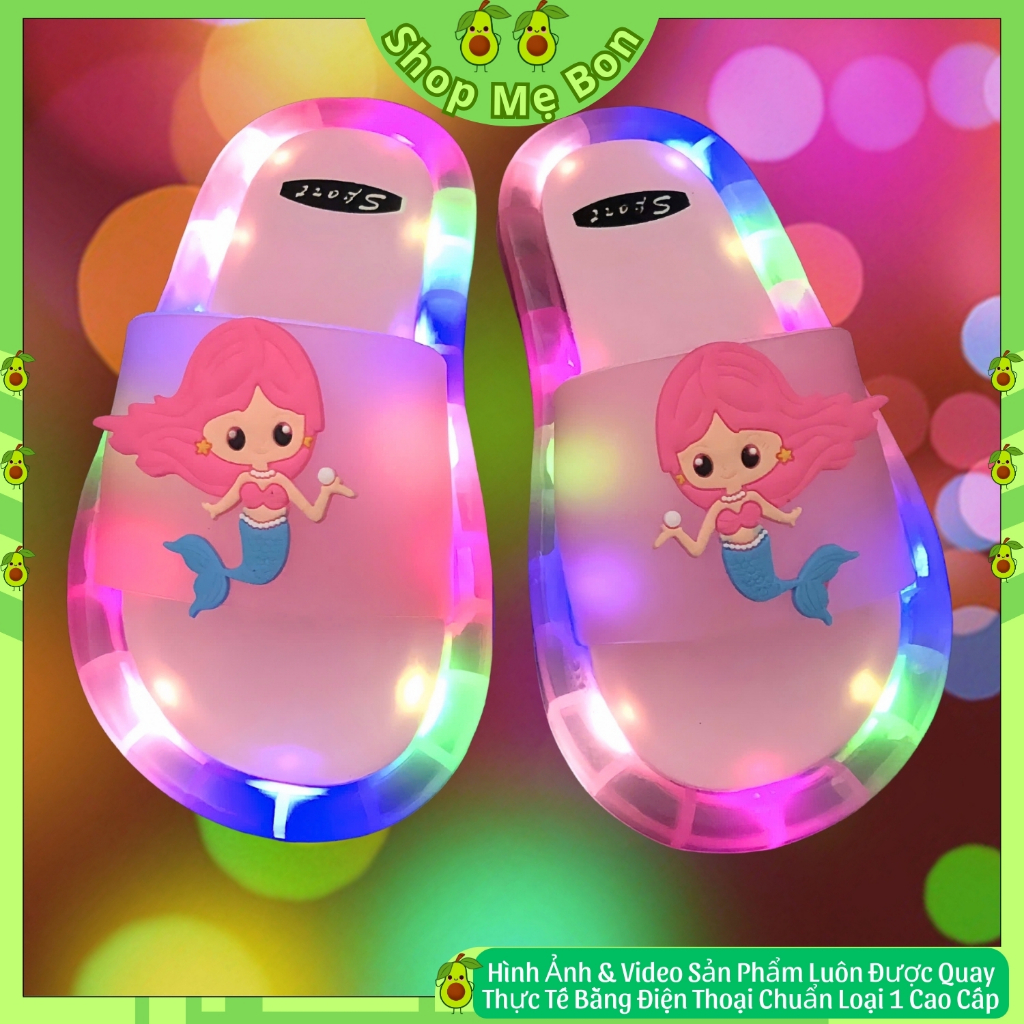 Dép Phát Sáng Đèn Led Nháy Trẻ Em Hình Nàng Tiên Cá Dễ Thương cao cấp new2024,Pin Lâu,Đế Chống trơn