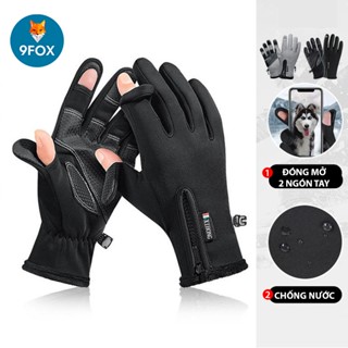 Găng Tay Xe Máy Chống Nước Mùa Đông Nam Nữ Lót Lông Dày Dặn Giữ Ấm Chống Gió Rét 2 Ngón Tay Đóng Mở Tiện Dụng