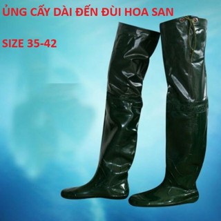 Ủng lội nước, ủng cấy dài Hoa San 2 lớp size 35-42 đế mềm xanh, ủng cấy xanh