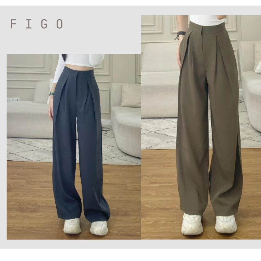 Quần tây ống rộng ly lệch cạp cao tôn dáng chất GOLD cao cấp nữ cạp cao 382_P13K12