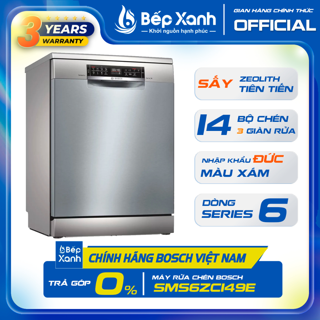 [SERIES 6 - ZEOLITH] Máy Rửa Chén Bosch SMS6ZCI49E Series 6 - Sấy Zeolith - Nhập khẩu Đức