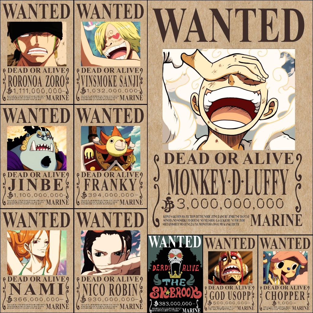 [COMBO] 10 Tờ Poster Lệnh Truy Nã One Piece Dán Tường khổ A4 Giấy Kraft -Poster One Piece - Poster W