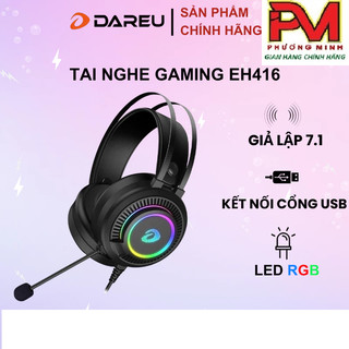 Tai nghe gaming dareu eh416rgb hp h100 - h120g hiệu ứng giả lập 7.1- bh chính hãng 12 tháng