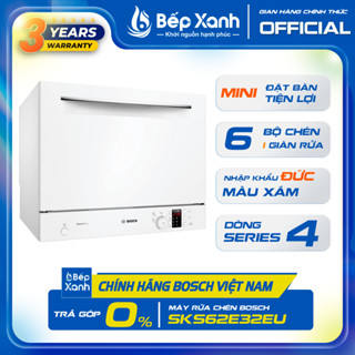 Máy Rửa Chén Mini Series 4 Bosch SKS62E32EU - 6 bộ chén đĩa - Công suất 2400W - Hàng chính hãng