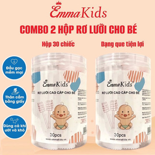 Combo 2 Hộp 30 que gạc rơ lưỡi, que tưa lưỡi vệ sinh răng miệng cho bé hãng EmmaKids, dùng được cho bé sơ sinh