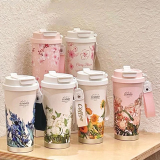 Ly giữ nhiệt SUMMER Coffee 500ml có quai xách, cốc giữ nhiệt nóng lạnh inox 316 cao cấp có ống hút