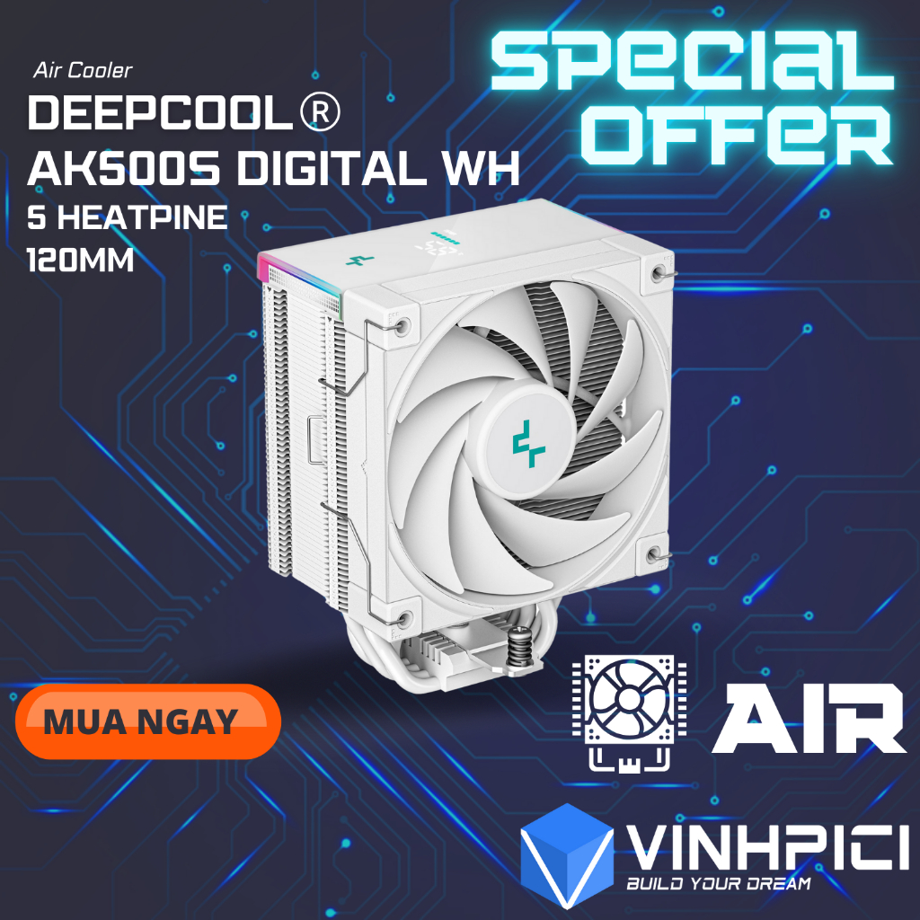 Tản nhiệt khí CPU DEEPCOOL AK500S DIGITAL WHITE [NEW]
