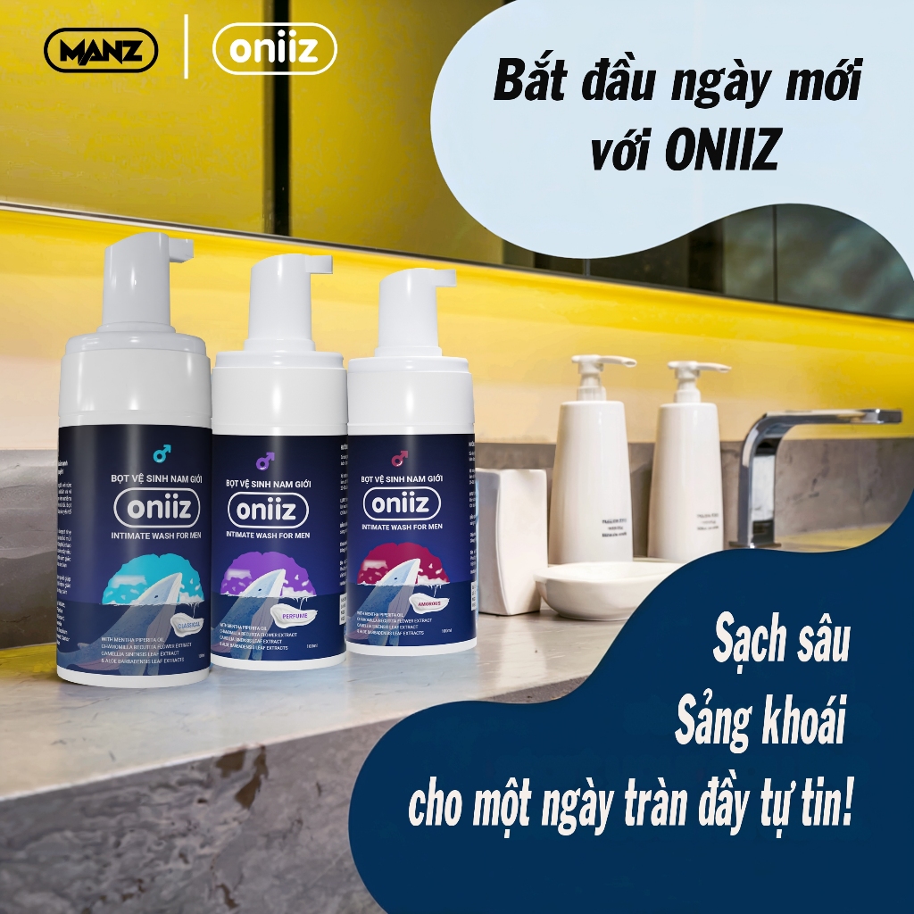 Combo Oniiz vận động: Bọt vệ sinh & sữa tắm chăm sóc bản thân trọn vẹn, sạch khuẩn, thơm ngát, đầy năng lượng