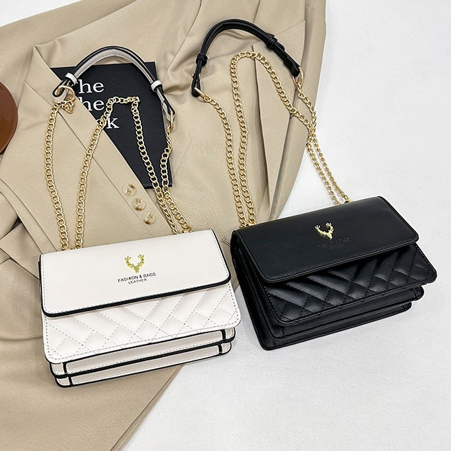 Túi xách nữ đeo chéo, túi đeo vai thêu chần chỉ da mềm 3 ngăn phong cách hàn quốc bag PK 737