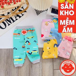  Combo 3 5 quần dài NỈ BÔNG cho bé mềm mịn ấm áp họa tiết dễ thương size 3-13kg Q17 