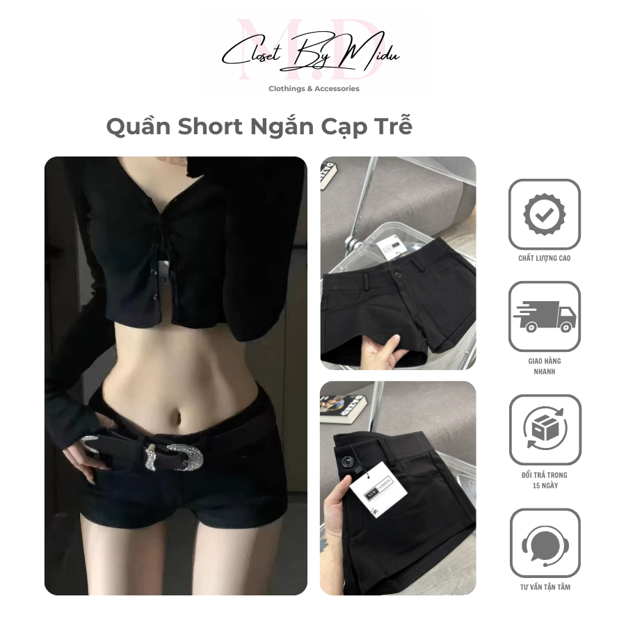 Quần Short Nữ Cạp Trễ, Quần Đùi Ngắn Nữ Cạp Trễ tăng 1 size- Miu.storee